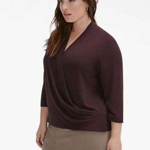 MM Lafleur Deneuve draped front top, purple blackberry size 1X